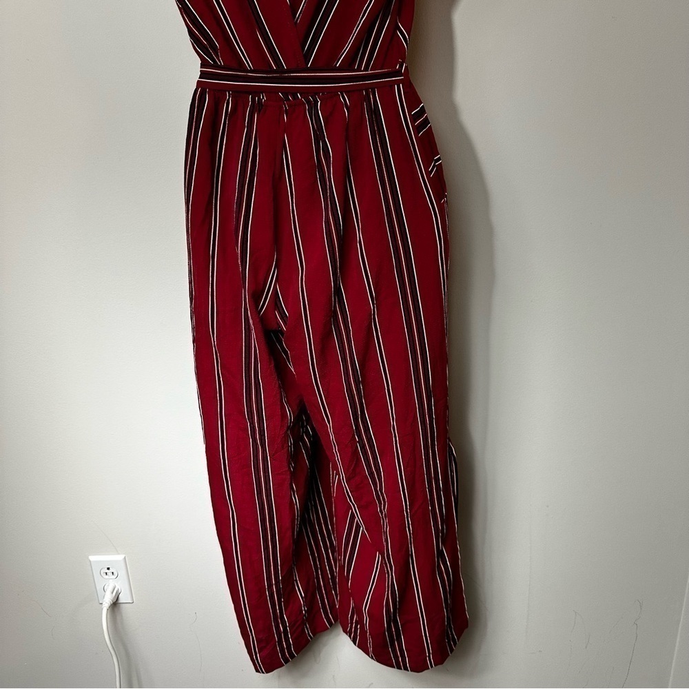 Monteau Red Striped Wide Leg Jumpsuit in Size Medium - Picture 6 of 6